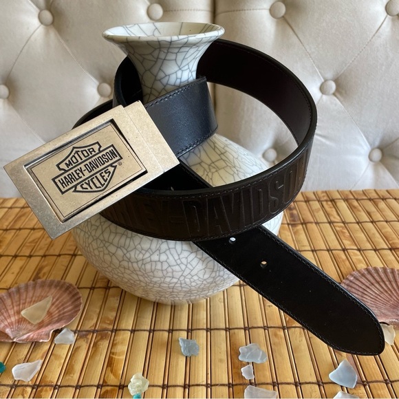 Harley-Davidson Black Leather Belt - Picture 1 of 9